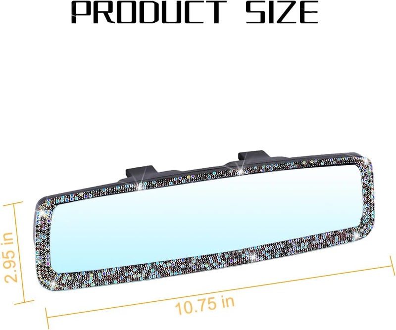 Osilly Bling Car Rearview Mirror, Decorations Rear View Mirror with Crystal Rhinestones & Diamonds, Car Interior Trim Accessories, Clip-on & HD Glass, Sparkly Gift (AB Color+Purple) - Image 2
